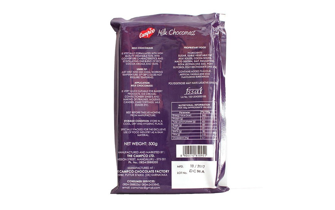 Campco Milk Chocomass    Pack  500 grams